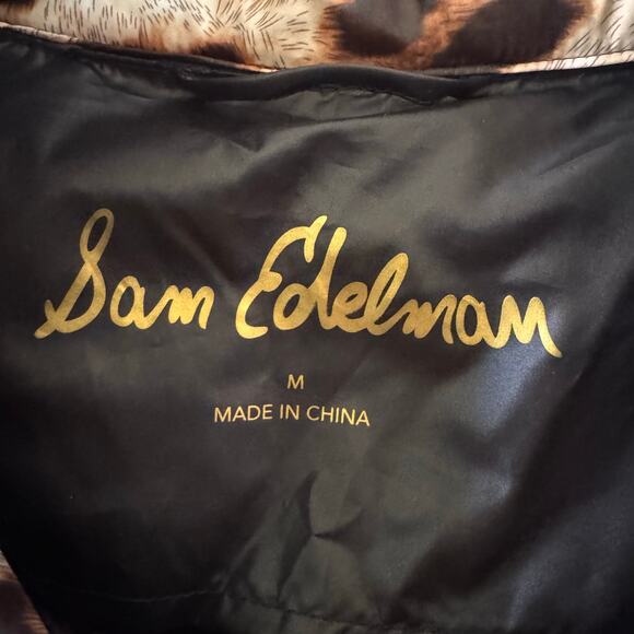 Sam Edelman Leopard Cheetah Print Puffer Funnel Neck Jacket Size M - Picture 14 of 15